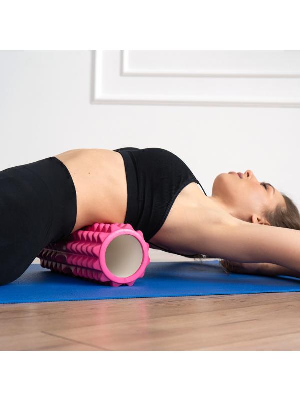 Роллер для йоги Sangh, массажный, 33х10 см, цвет розовый