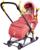 Санки коляска «Ника Детям НД 7-7», дизайн в джинсовом стиле красный, механизм качания