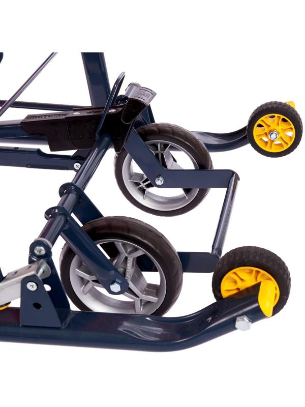 Санки коляска «Ника Детям НД 7-7», дизайн в джинсовом стиле красный, механизм качания