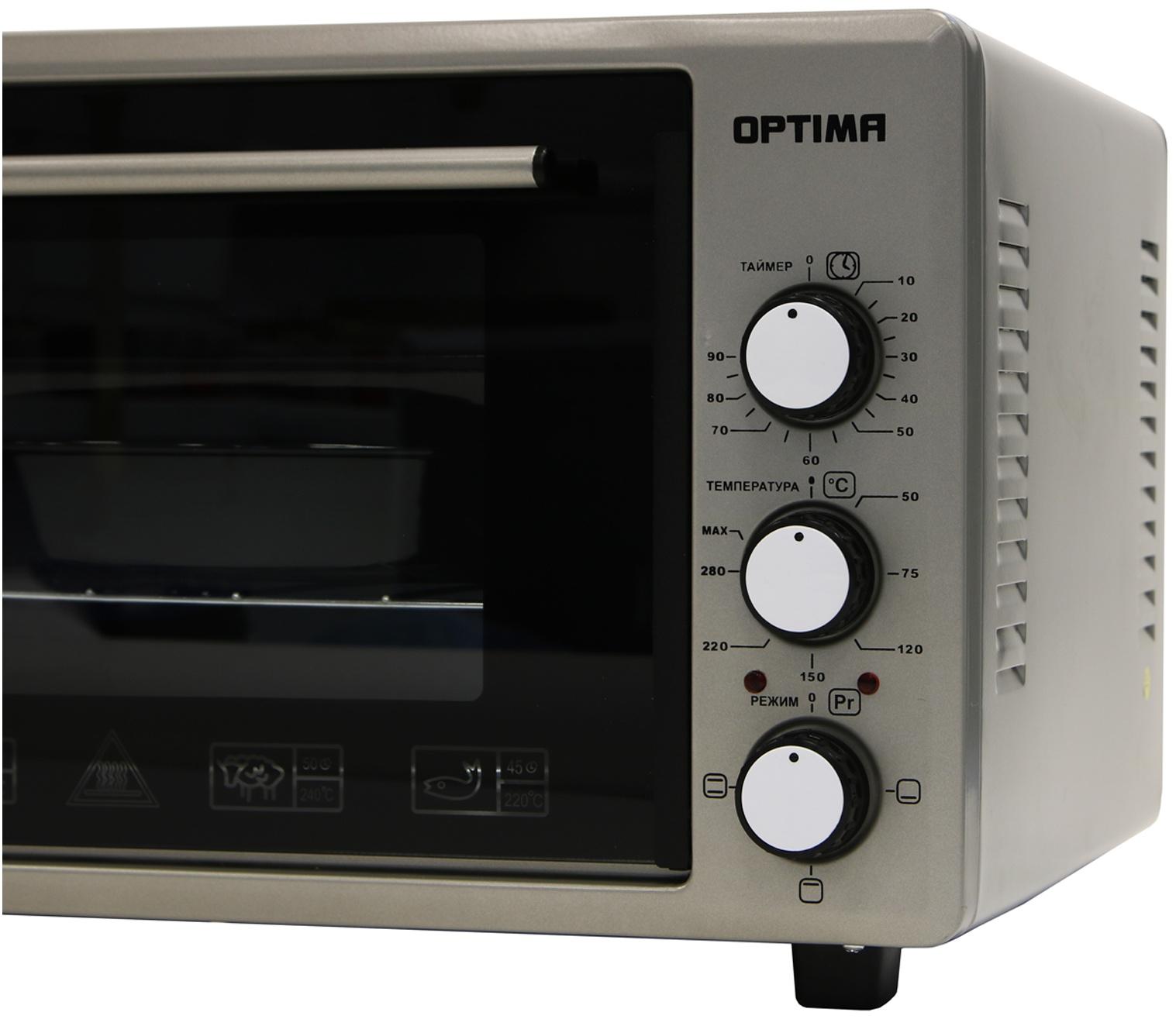 Мини-печь OPTIMA OF-36G, 1300 Вт, 36 л, таймер, 2 противня, ярко-серая