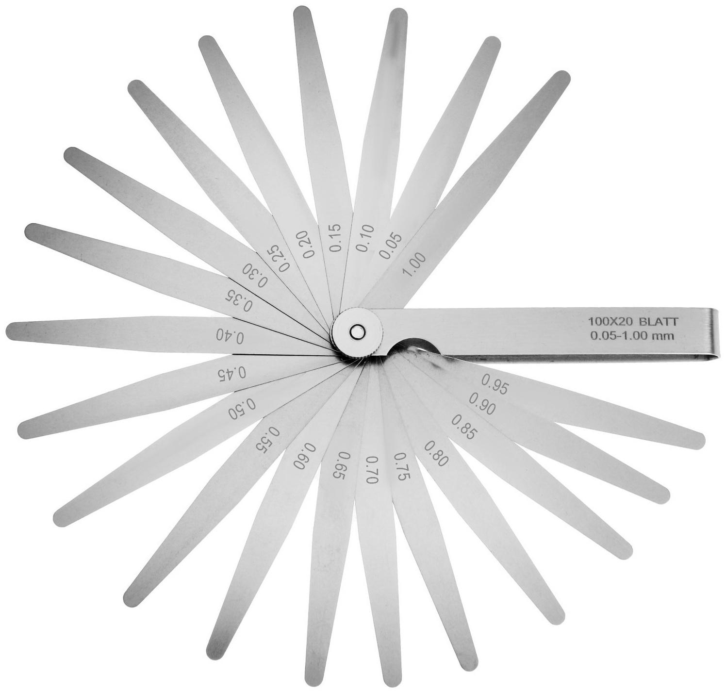 Набор щупов для измерения зазоров ТУНДРА, 0.05 - 1 мм, шаг 0.05 мм, 20 шт.