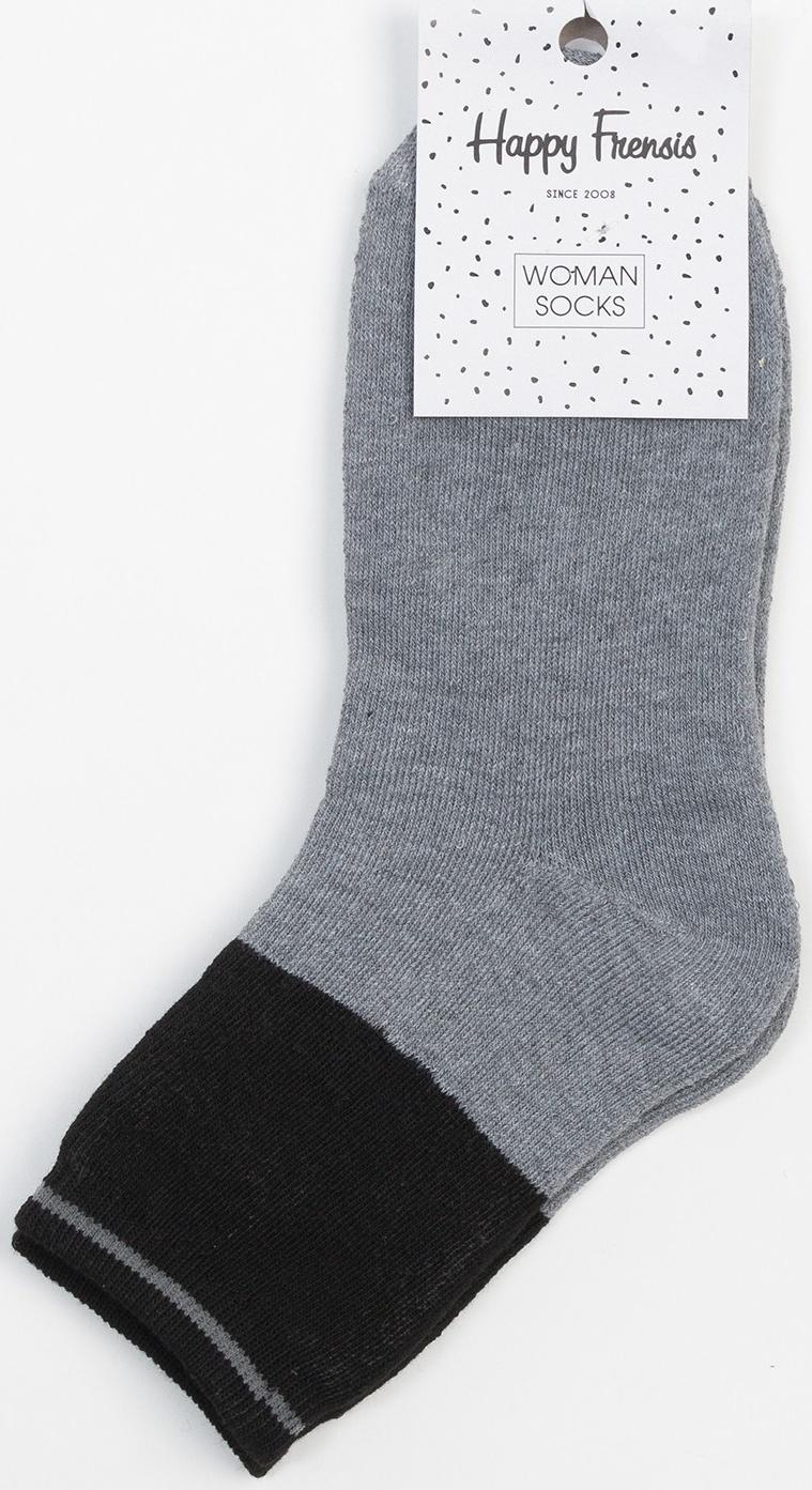 Носки женские махровые, цвет серый/черный, размер 23-25