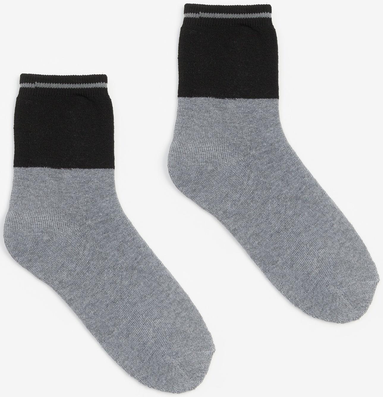 Носки женские махровые, цвет серый/черный, размер 23-25