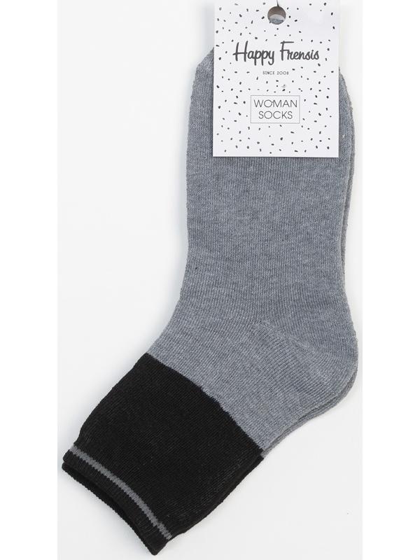 Носки женские махровые, цвет серый/черный, размер 23-25