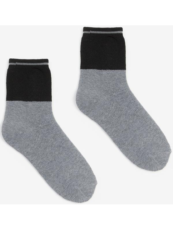 Носки женские махровые, цвет серый/черный, размер 23-25