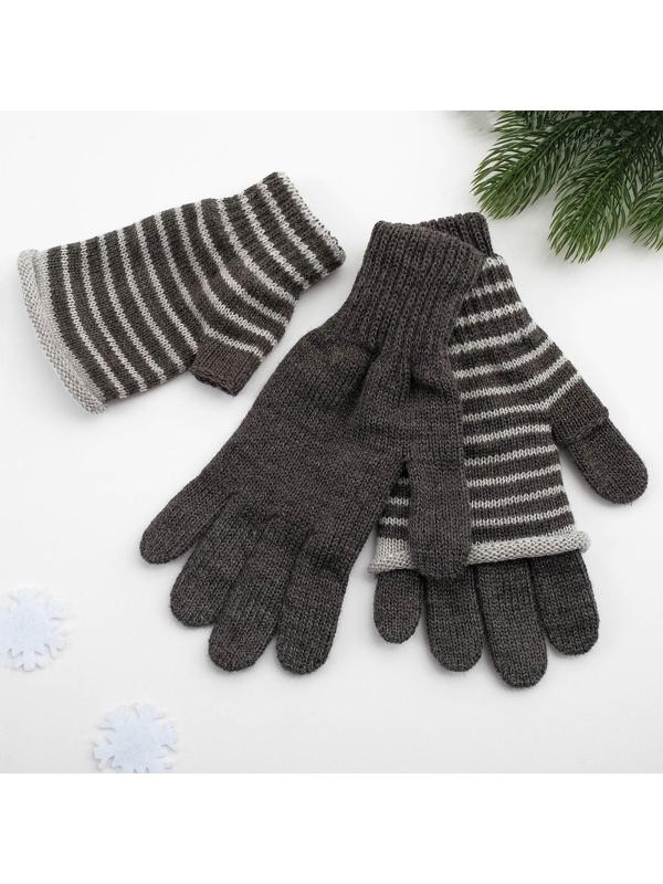 Перчатки женские, цвет тёмно-серый, размер 18