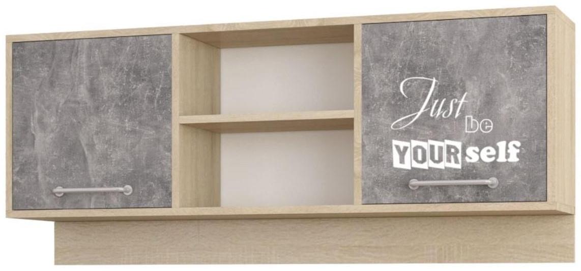 Навесная секция Колибри Лофт, 1200x250x500, Дуб сонома/Ателье светлое/Акрил белый