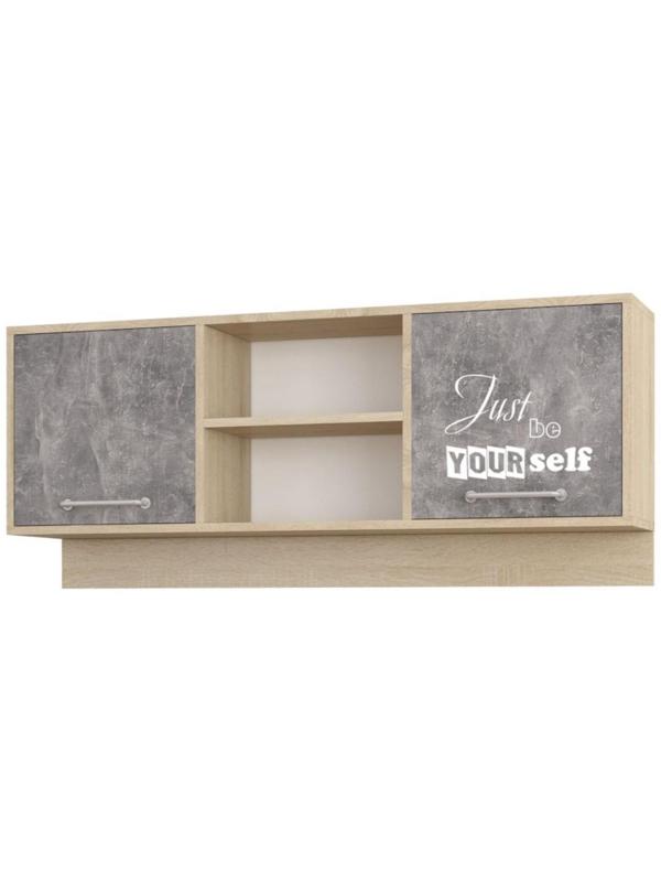 Навесная секция Колибри Лофт, 1200x250x500, Дуб сонома/Ателье светлое/Акрил белый