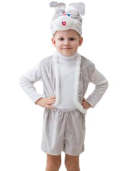 Карнавальный костюм «Зайчик серый», шапка, жилет, шорты, 5-7 лет, 122-134 см