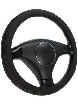 Оплетка на руль Cartage, кожа PU, перфорация, 38 см, черный