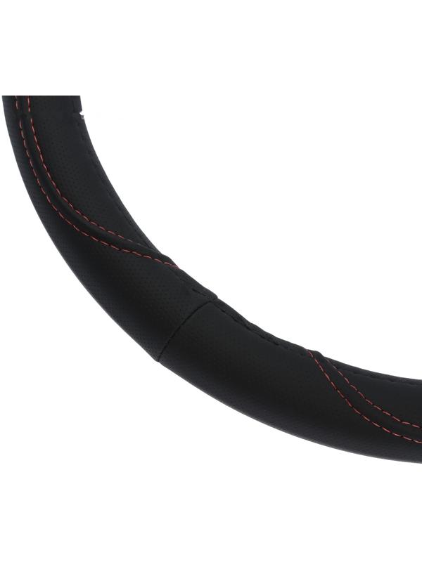 Оплетка на руль Cartage, кожа PU, перфорация, 38 см, черный