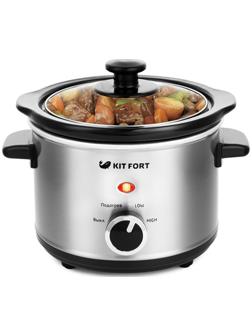 Медленноварка Kitfort KT-205, 120 Вт, 1.5 л, 3 режима, серебристая