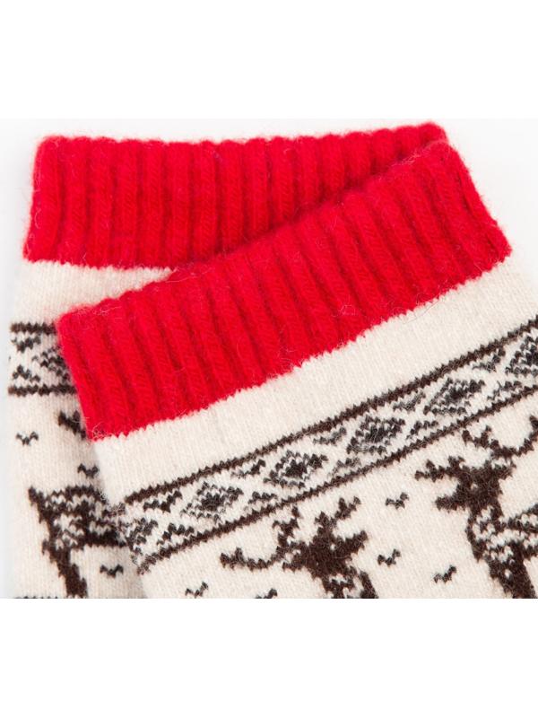 Носки женские из монгольской шерсти с оленями, цвет красный, размер 23 (34-36)