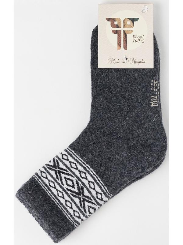 Носки мужские из монгольской шерсти с узором, цвет чёрный, размер 27 (40-42)