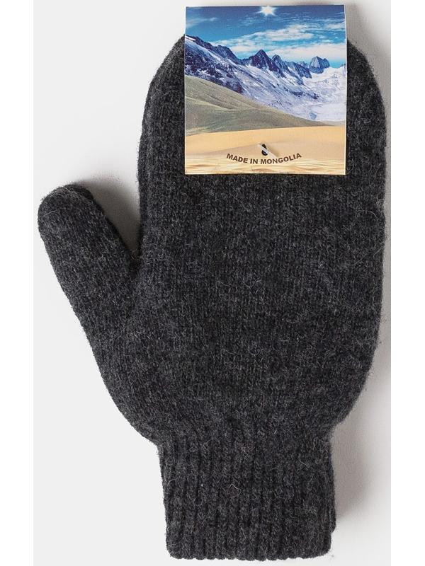 Варежки мужские из монгольской шерсти, цвет чёрный, размер 8-9