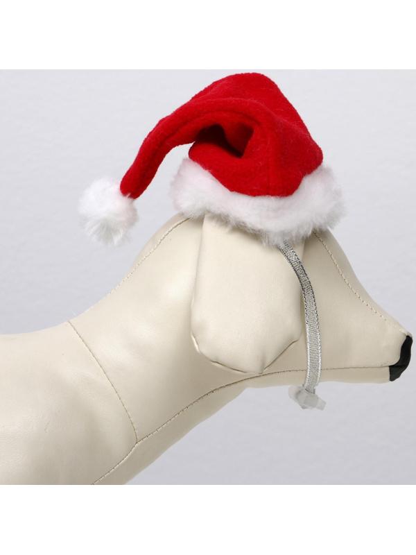 Колпак новогодний для собак, XS-S (высота 12 см, обхват головы 22 см), микс