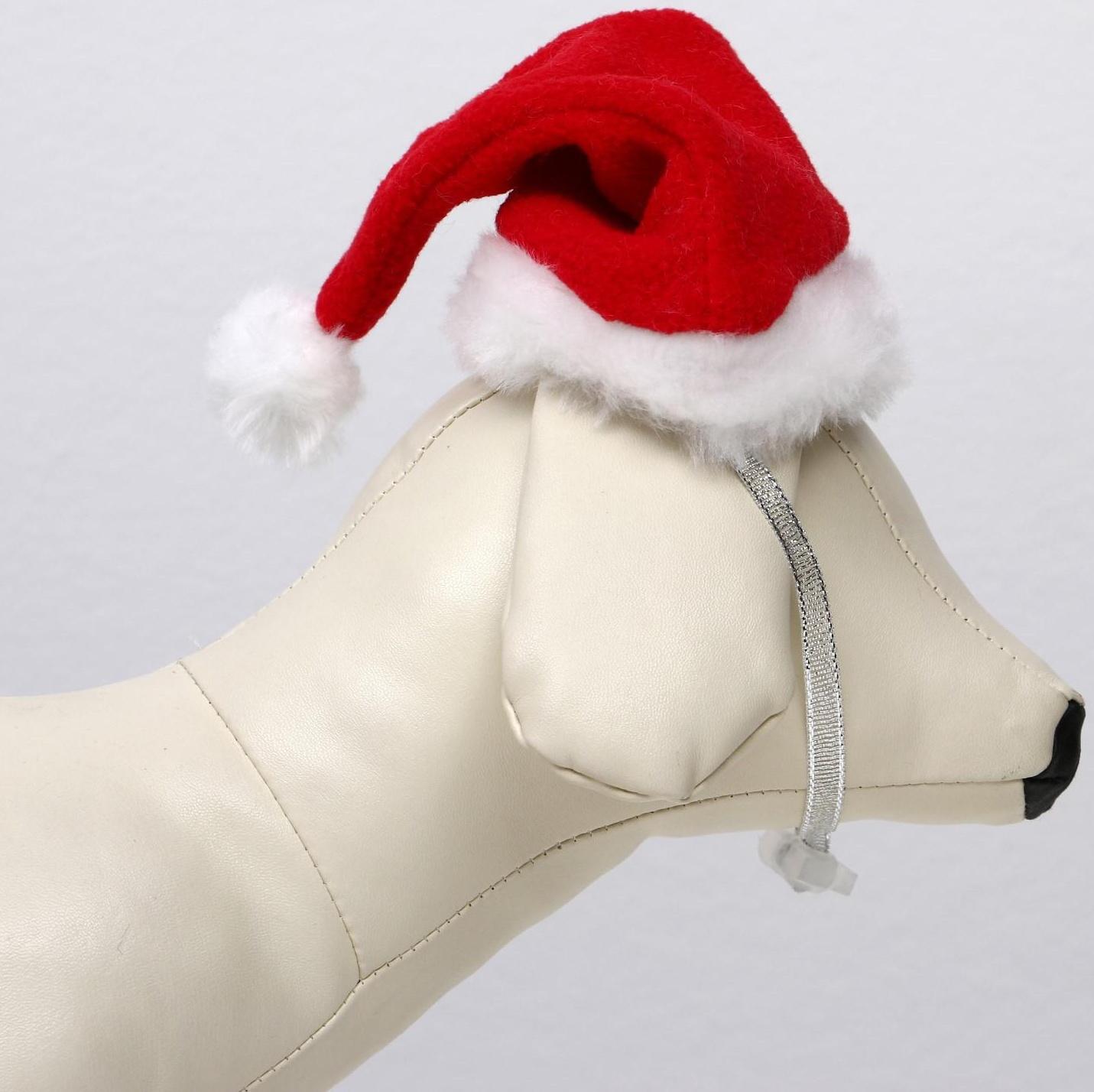 Колпак новогодний для собак, S-M (высота 15 см, обхват головы 25 см), микс