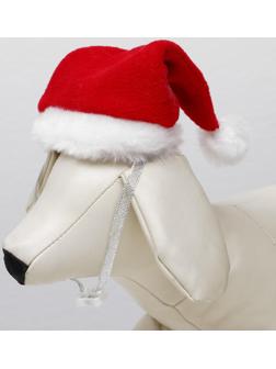 Колпак новогодний для собак, S-M (высота 15 см, обхват головы 25 см), микс