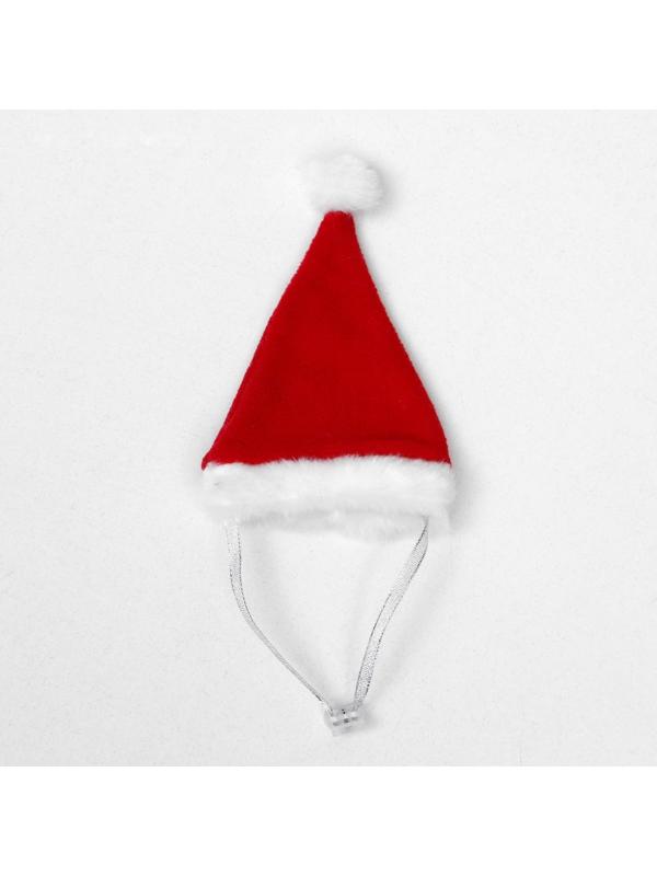 Колпак новогодний для собак, S-M (высота 15 см, обхват головы 25 см), микс