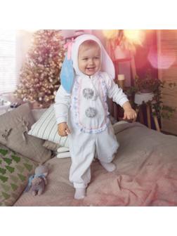 Карнавальный костюм для малышей «Зайчик с голубыми ушами», велюр, хлопок, рост 74-92 см