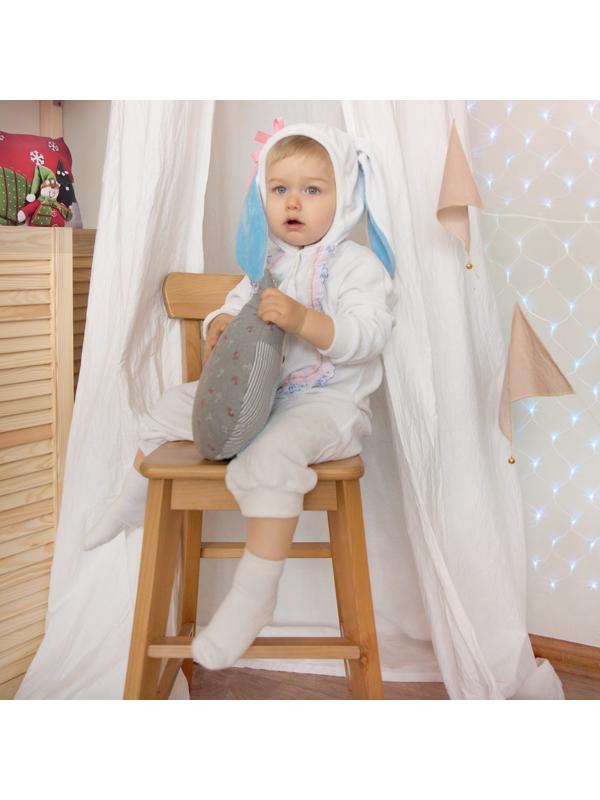 Карнавальный костюм для малышей «Зайчик с голубыми ушами», велюр, хлопок, рост 74-92 см