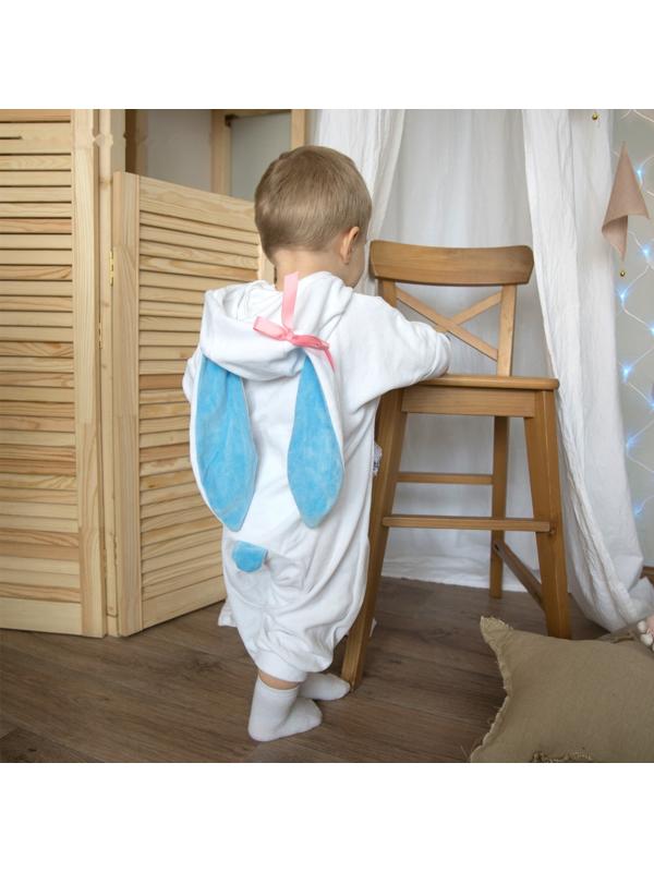 Карнавальный костюм для малышей «Зайчик с голубыми ушами», велюр, хлопок, рост 74-92 см