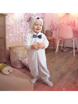 Карнавальный костюм для малышей «Мышонок с бабочкой», велюр, хлопок, рост 74-92 см