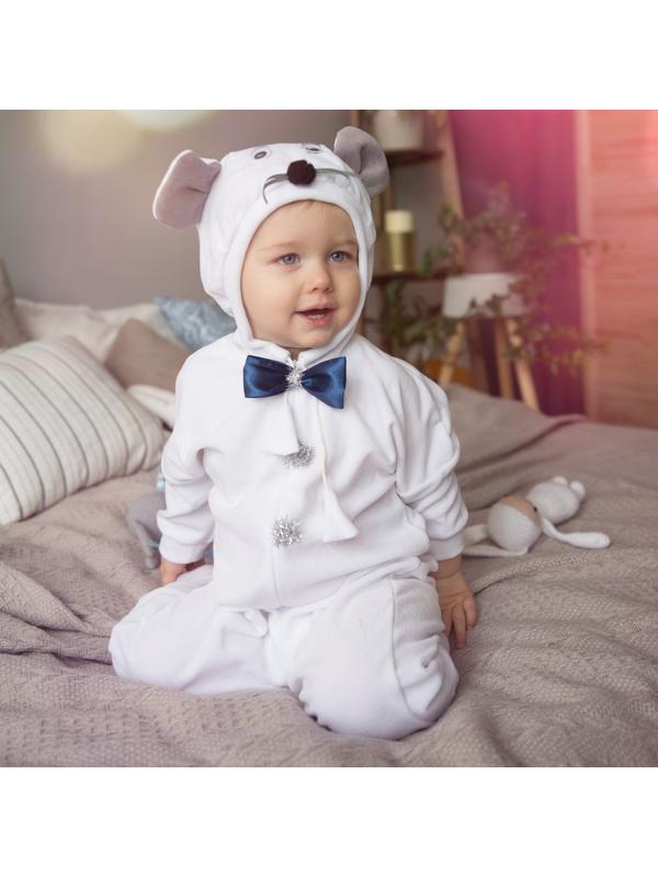 Карнавальный костюм для малышей «Мышонок с бабочкой», велюр, хлопок, рост 74-92 см