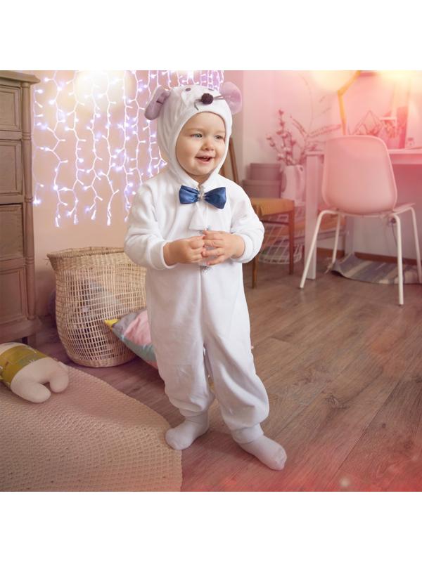 Карнавальный костюм для малышей «Мышонок с бабочкой», велюр, хлопок, рост 74-92 см