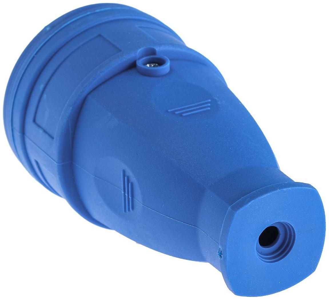 Розетка переносная 16-005, 16 А, 250 В, IP20, с з/к, без заглушки, каучук, синяя