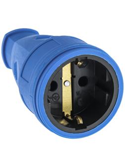Розетка переносная 16-005, 16 А, 250 В, IP20, с з/к, без заглушки, каучук, синяя