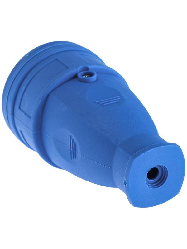 Розетка переносная 16-005, 16 А, 250 В, IP20, с з/к, без заглушки, каучук, синяя