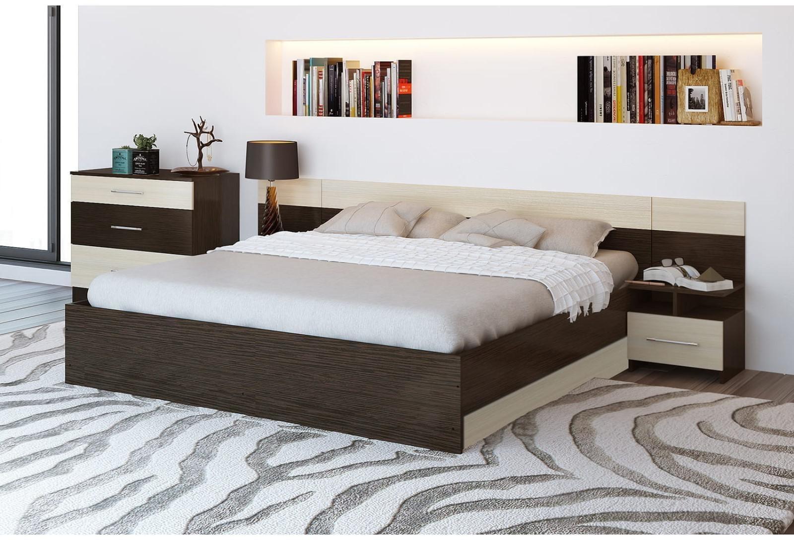 Спальня Леси, набор -  комод 800, кровать 1600, тумбы 2 шт , Венге/Дуб белфорд