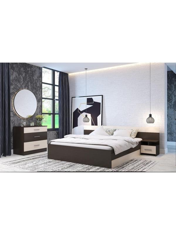 Спальня Леси, набор -  комод 800, кровать 1600, тумбы 2 шт , Венге/Дуб белфорд