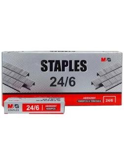 Скобы для степлера M&G, N24/6, металл с никелиров покрытием, 1000 шт в упак