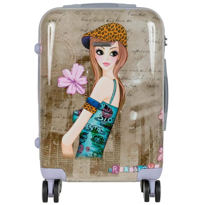 Чемодан малый  Девочка пластикABS, бежевый (20),(2-ой), РА053