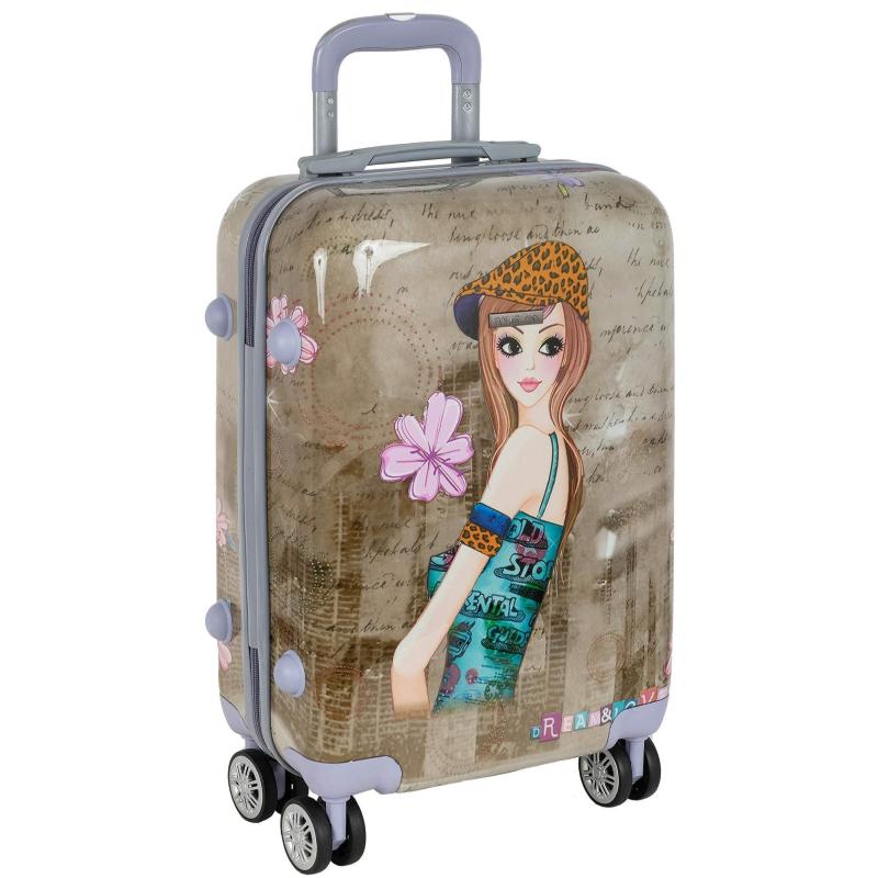 Чемодан малый  Девочка пластикABS, бежевый (20),(2-ой), РА053