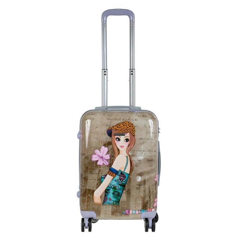 Чемодан малый  Девочка пластикABS, бежевый (20),(2-ой), РА053