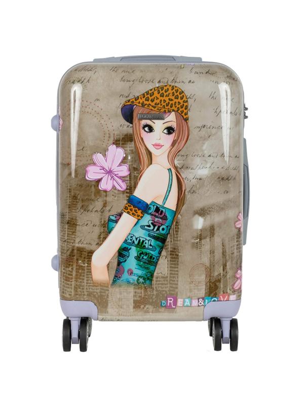 Чемодан малый  Девочка пластикABS, бежевый (20),(2-ой), РА053