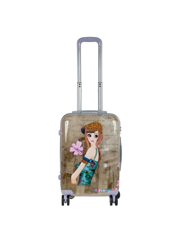 Чемодан малый  Девочка пластикABS, бежевый (20),(2-ой), РА053