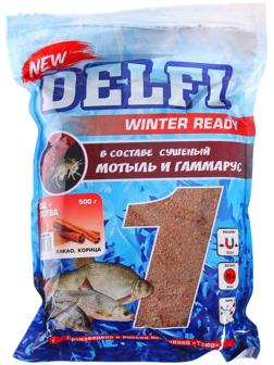 Прикормка зимняя увлажненная DELFI ICE Ready, лещ - плотва, какао/корица, 500 г