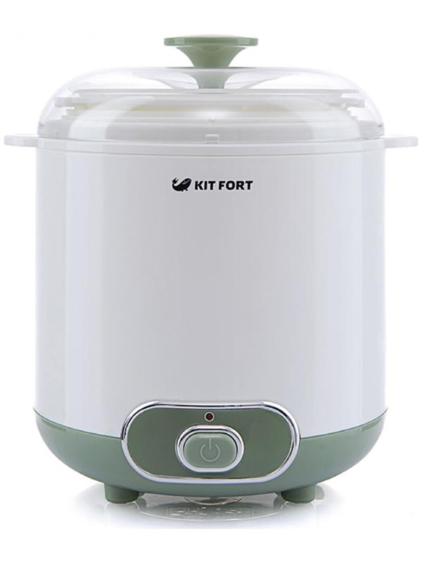 Йогуртница Kitfort КТ-2005, 20 Вт, 1.5 л, 1 ёмкость, пластик, бело-зелёная