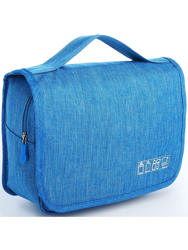 Косметичка-несессер на липучках, с крючком, цвет голубой