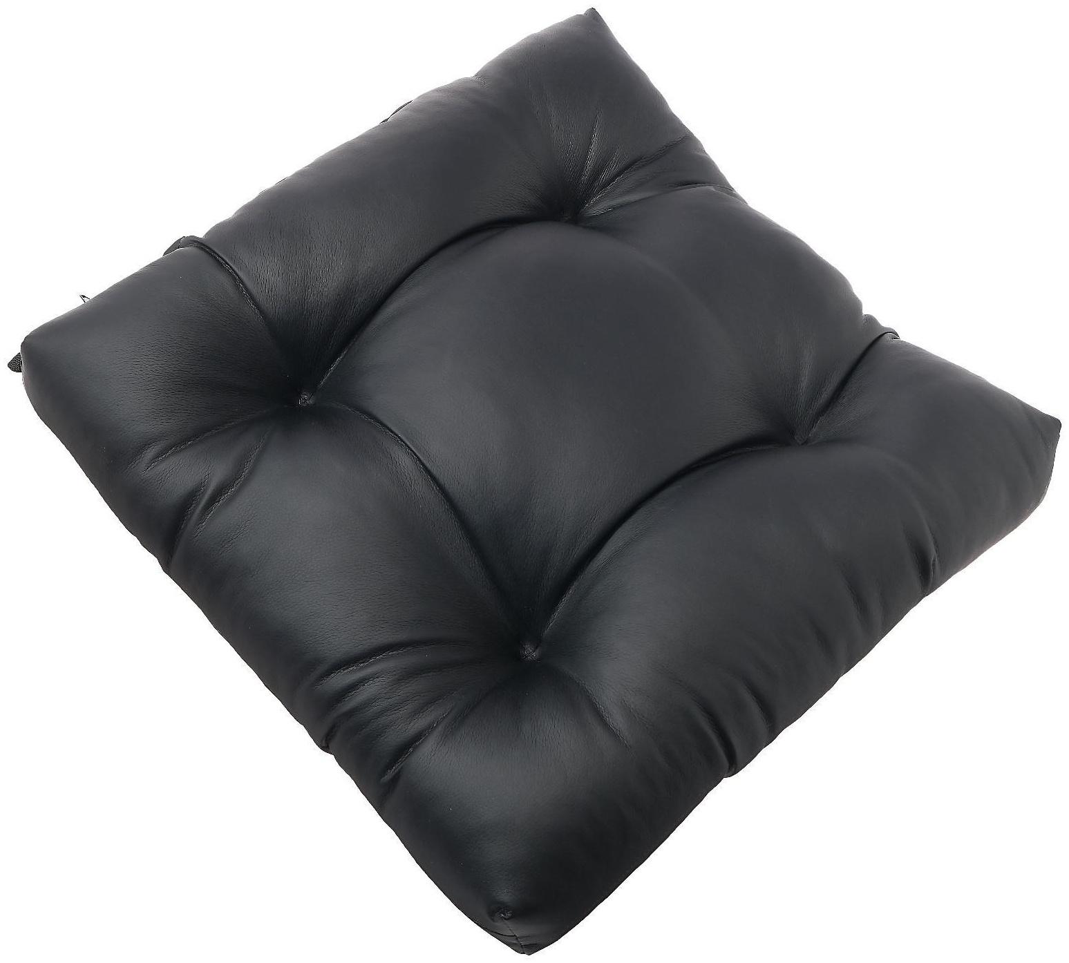 Подушка на сиденье из экокожи, с фиксирующим ремнем, черная