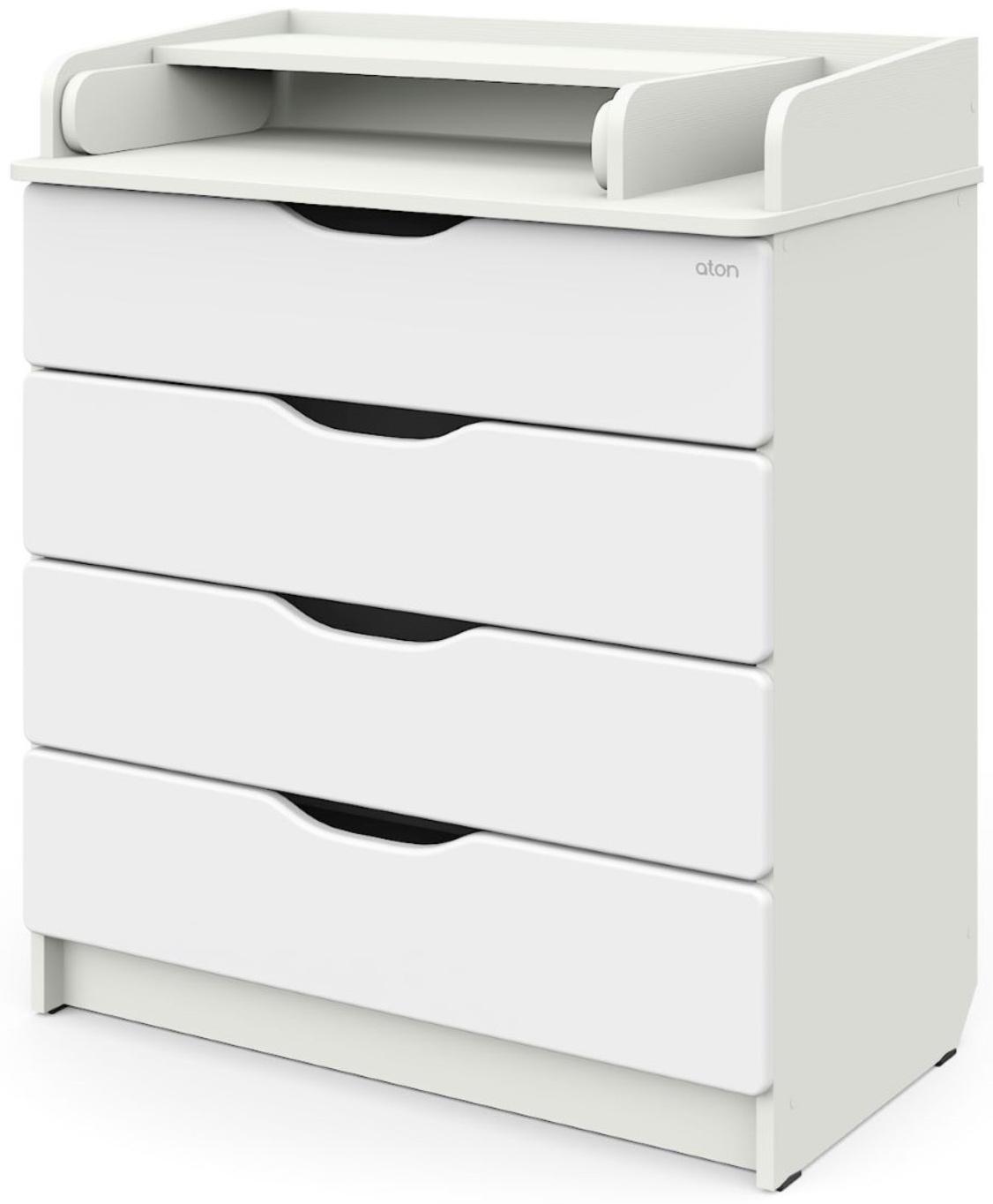 Комод детский с пеленальным столиком Сириус-2 Wood 804 ПВХ, белый премиум, 4 ящика