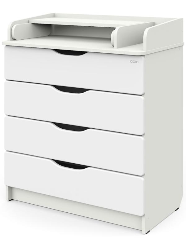 Комод детский с пеленальным столиком Сириус-2 Wood 804 ПВХ, белый премиум, 4 ящика