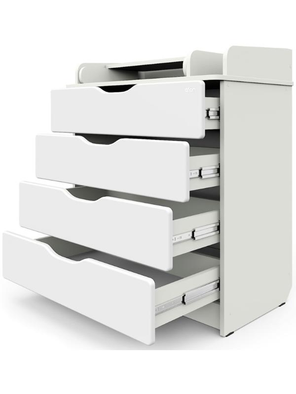 Комод детский с пеленальным столиком Сириус-2 Wood 804 ПВХ, белый премиум, 4 ящика