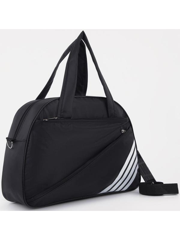 Сумка спортивная на молнии, без подкладки, наружный карман, цвет чёрный
