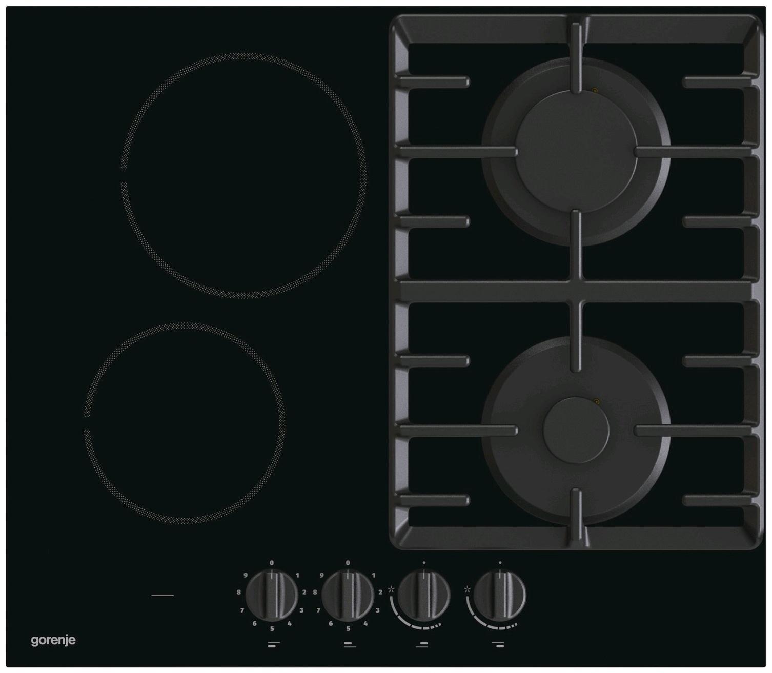 Варочная поверхность Gorenje GCE691BSC, комбинированная, 4 конфорки, 60 см, Hi-Light, чёрная