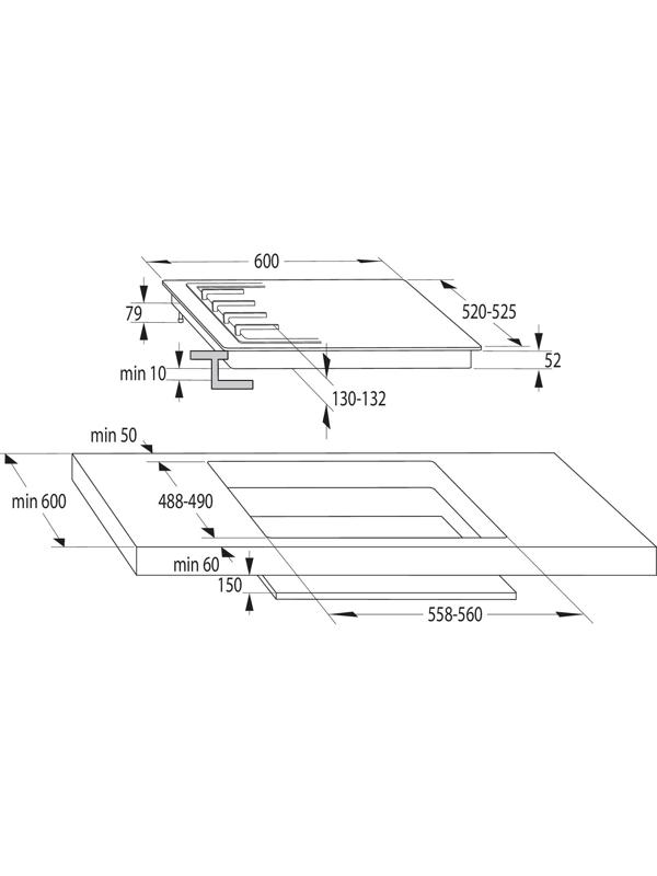 Варочная поверхность Gorenje GCE691BSC, комбинированная, 4 конфорки, 60 см, Hi-Light, чёрная